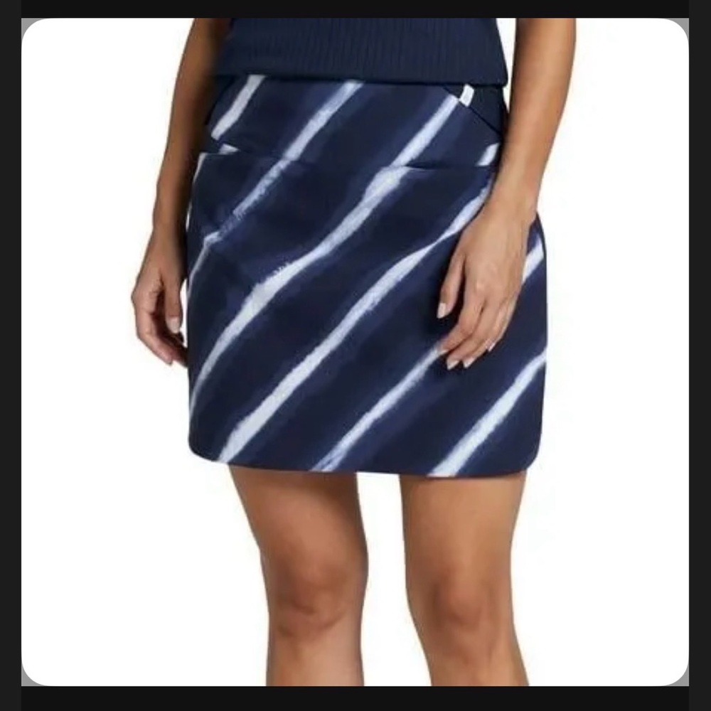 Lady Hagen Striped Navy Blue Tie-Dye Mini Skirt